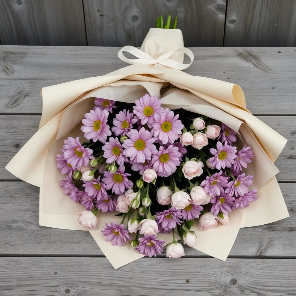 Букет цветов из: Розы и Хризантемы в Победе