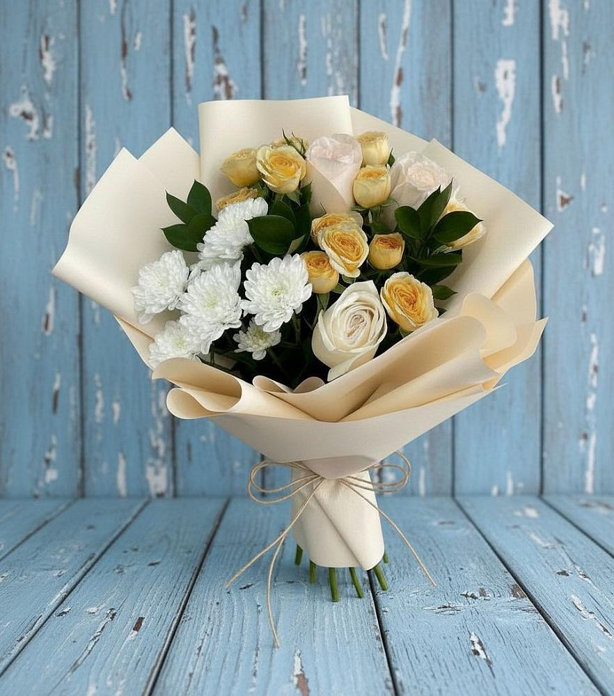 Букет цветов из: Розы и Хризантемы в Победе