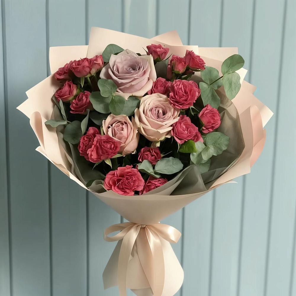 Букет цветов из: Гвоздики и Розы в Победе
