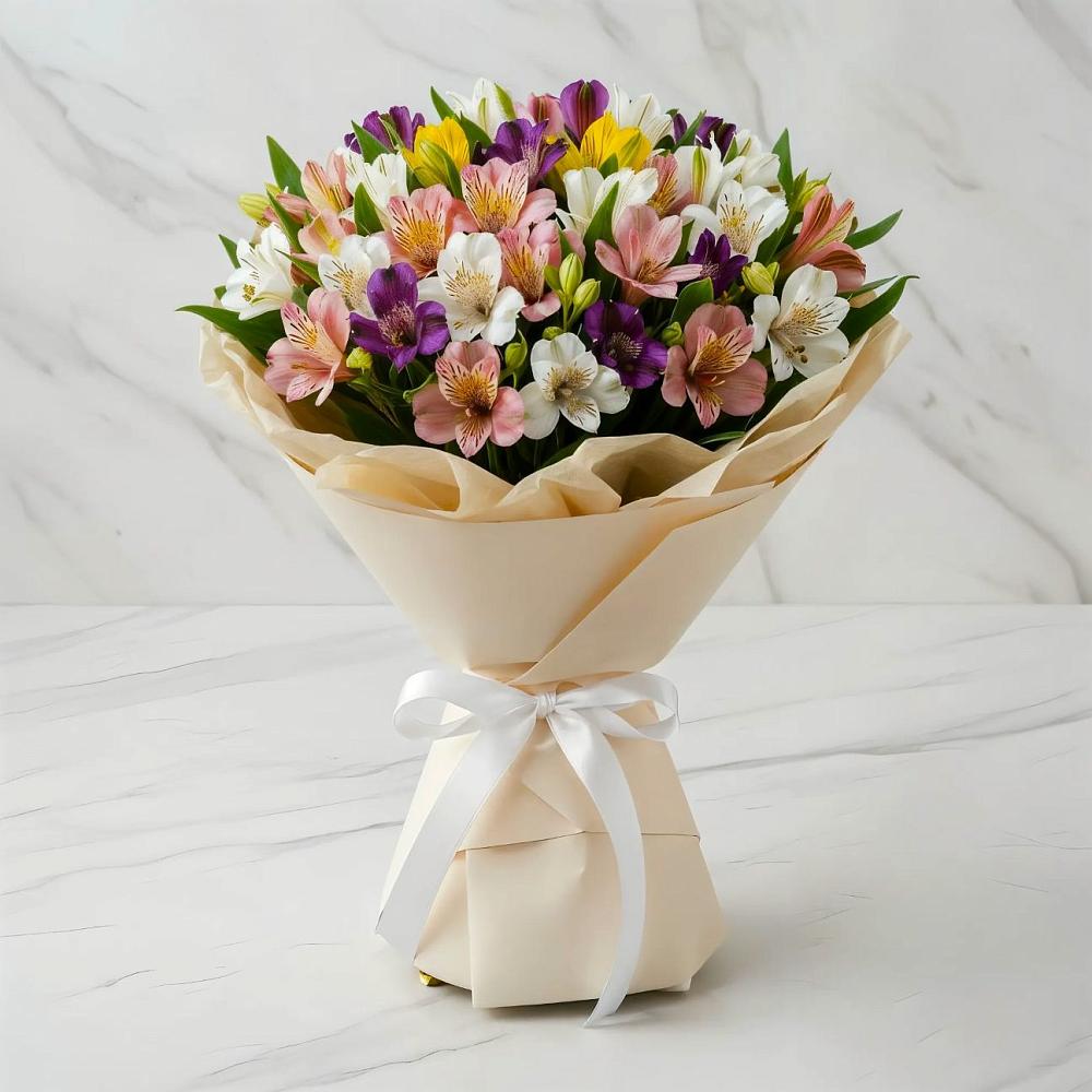 Букет цветов из: Альстромерии в Победе