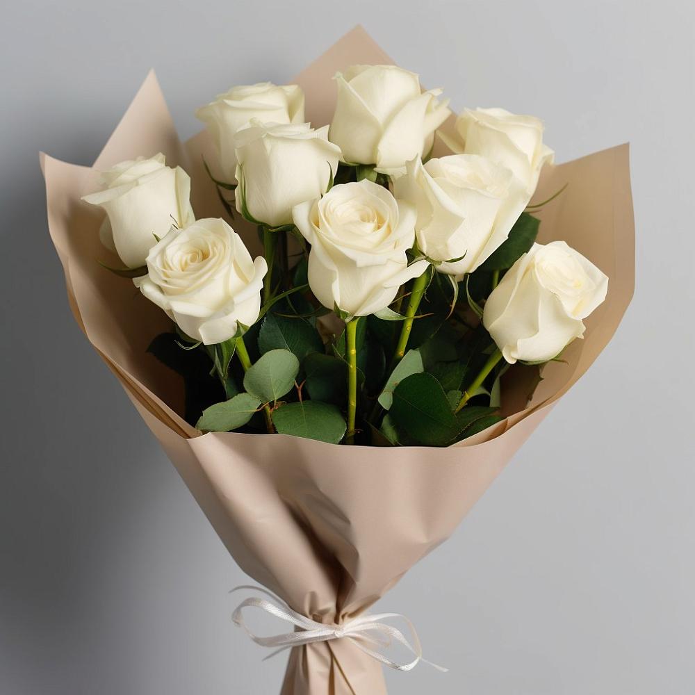 Букет 9 Белых роз Эдлесс Лав в Победе