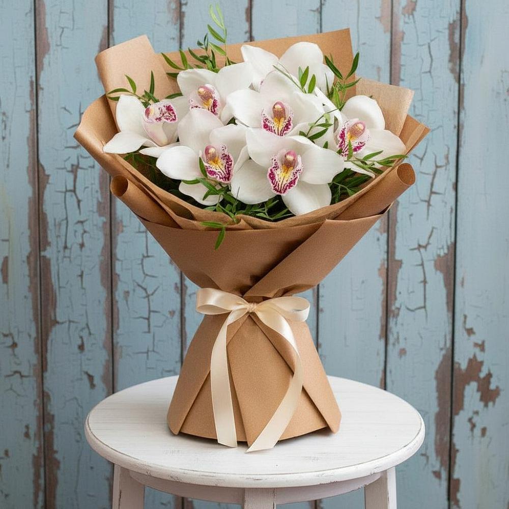 Букет цветов из: Орхидеи и Розы в Победе