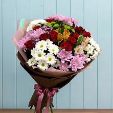 Букет цветов из:  Розы, Хризантемы и Альстромерии в Победе