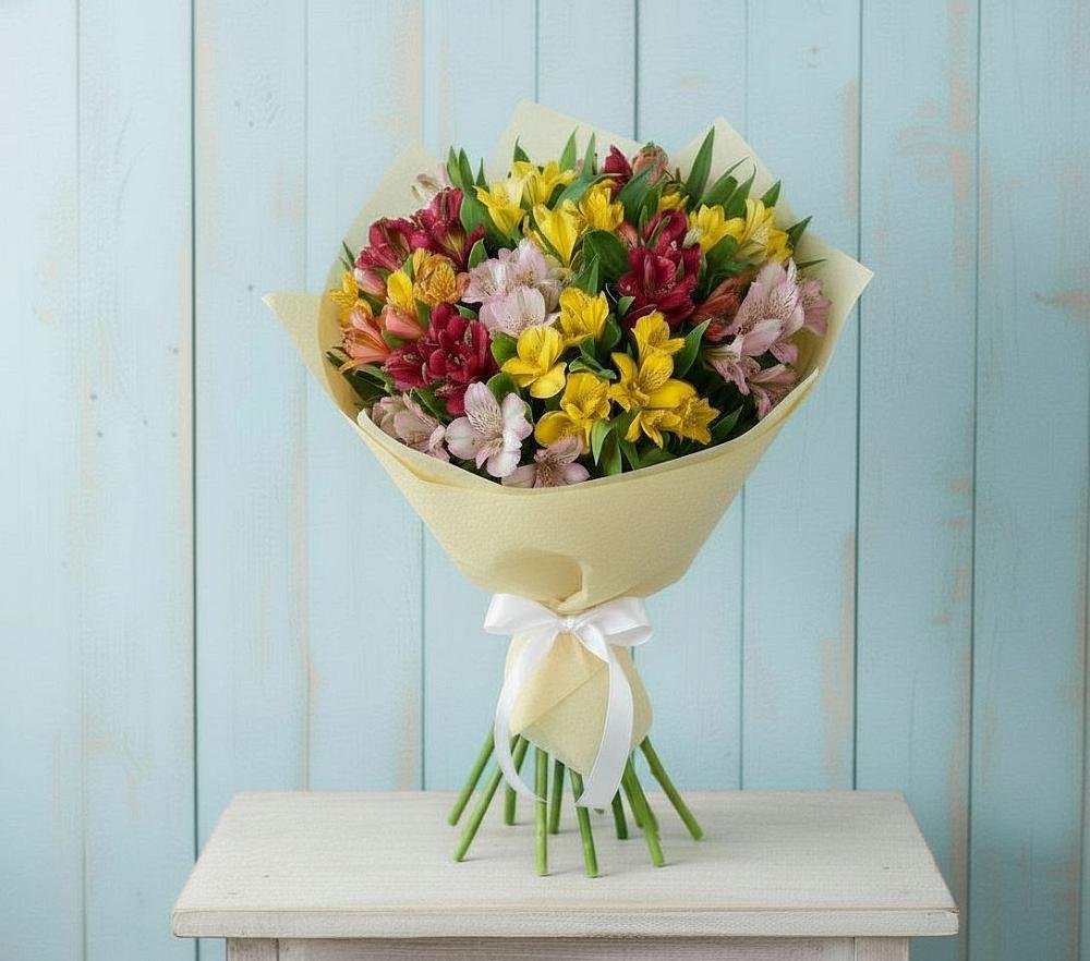 Букет цветов из: Альстромерии в Победе