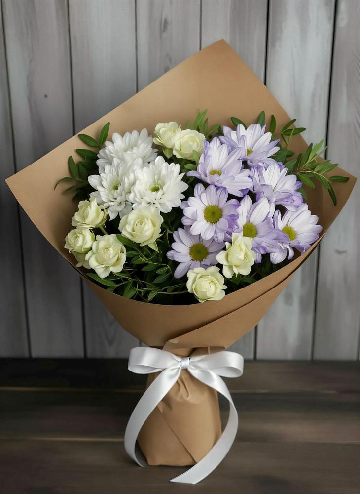 Букет цветов из: Хризантемы и Розы в Победе
